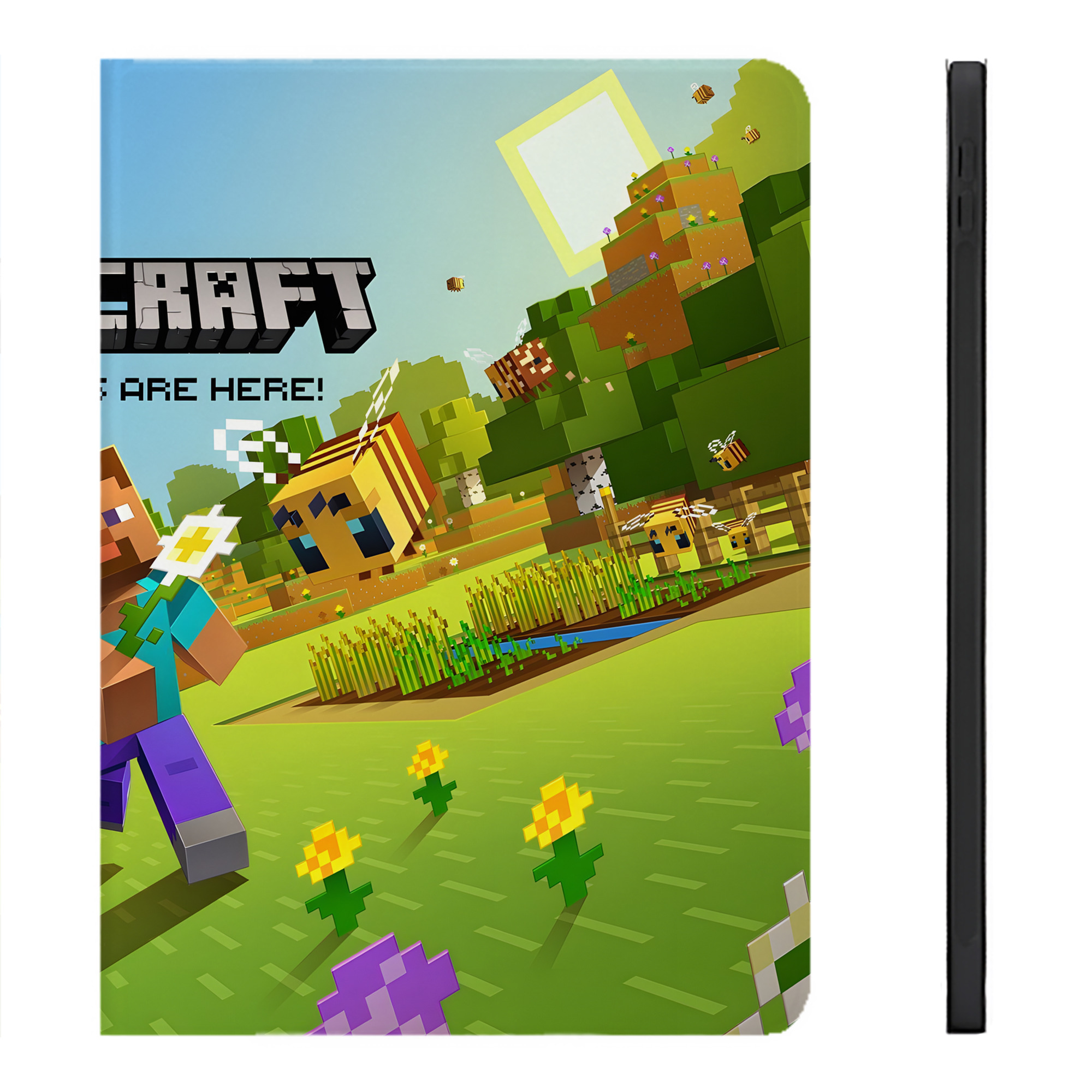 （画像用） マインクラフト ブロックの世界 Minecraft MC Block world IPadケース ペンホルダー付き ブックスタイルデザイン